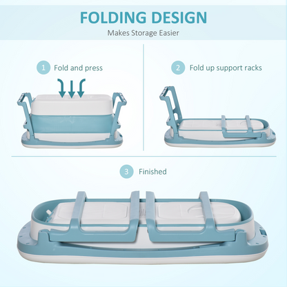 Space-Saving Foldable Kids Bathtub with Lid for Ages 1-12