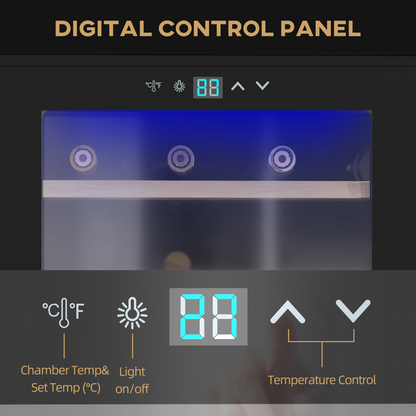 24-Bottle Wine Cooler with Glass Door & Digital Touch Control – Perfect Chill!