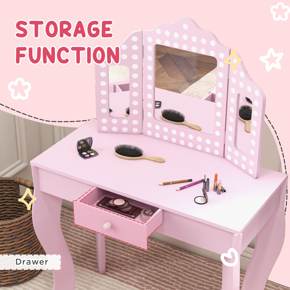 AIYAPLAY Kids Dressing Table Set