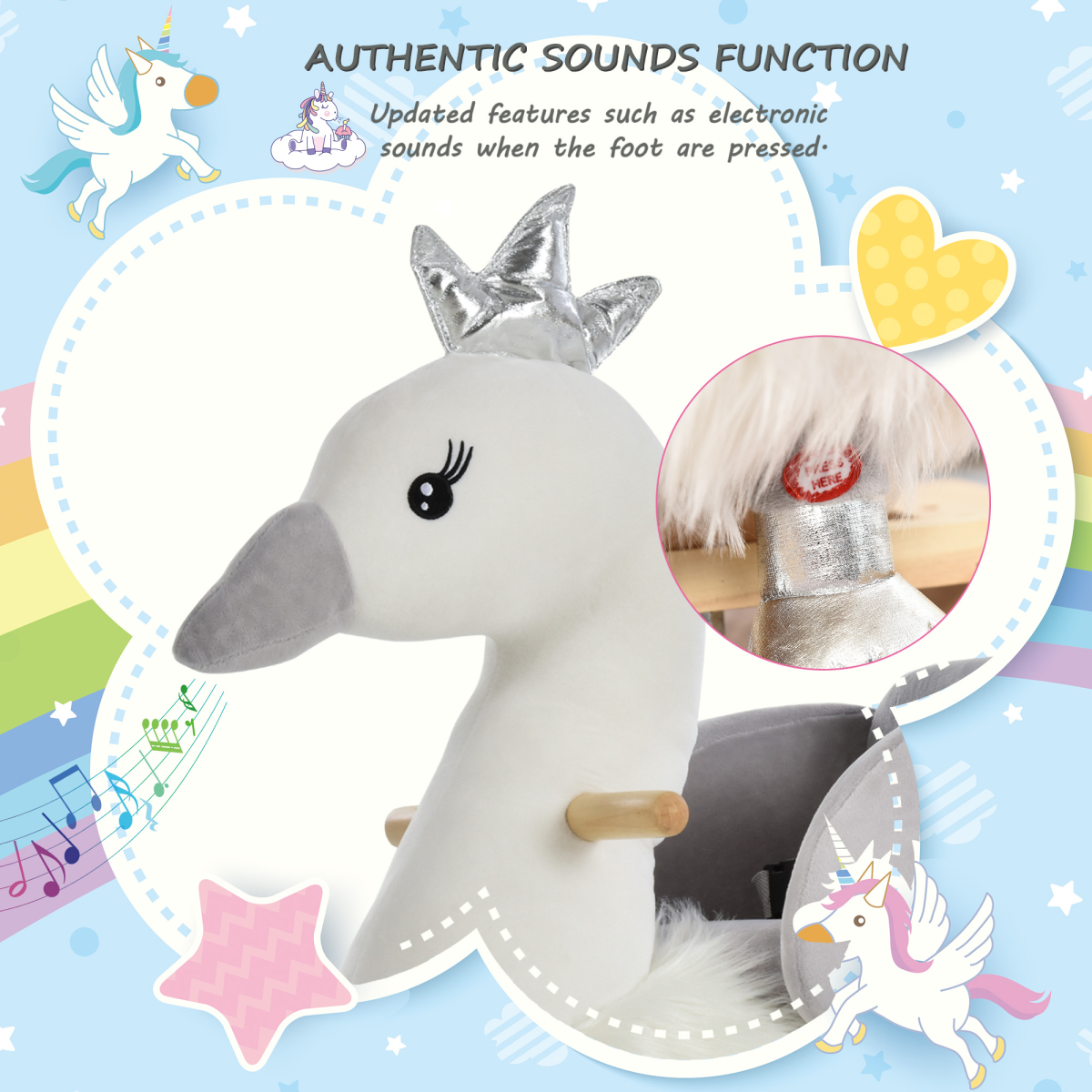 Enchanting Kids Ride-On Rocking Swan with Sound