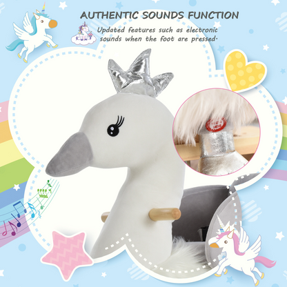 Enchanting Kids Ride-On Rocking Swan with Sound