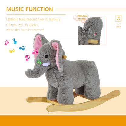 Elephant Rocker: Plush Adventure with Nursery Rhymes