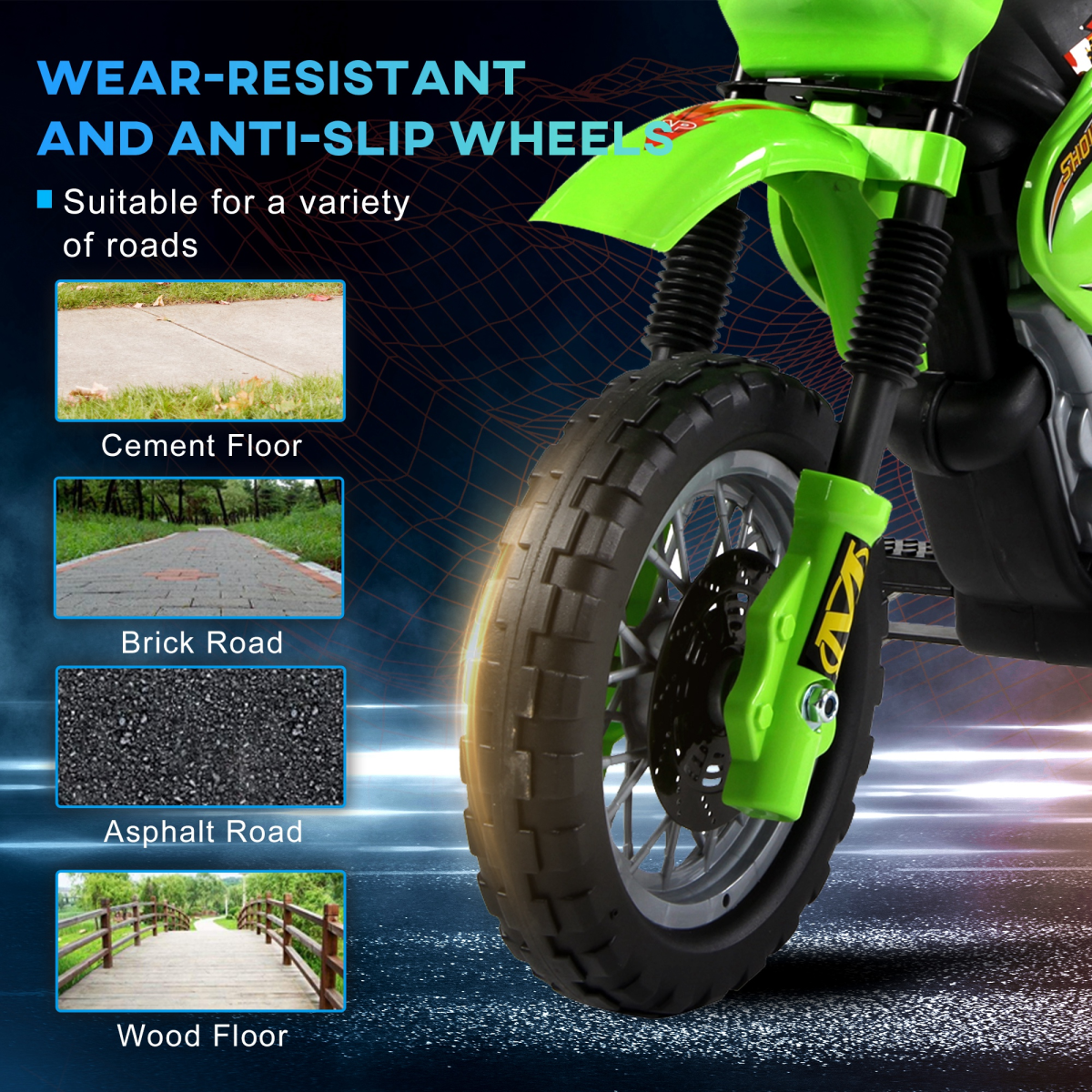 Adventure Green 6V Electric Motorbike for Kids Ages 3-6