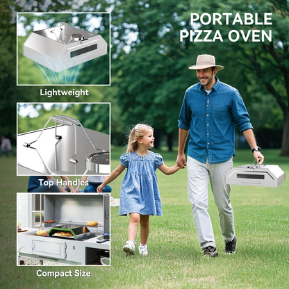 Portable BBQ Pizza Oven with Thermometer