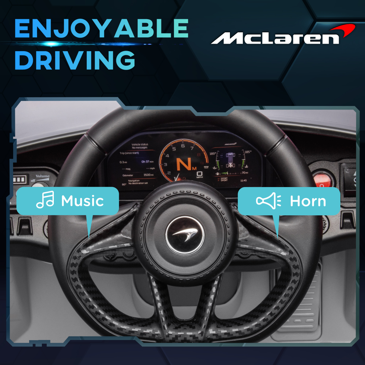 AIYAPLAY McLaren 765LT Licensed 12V Kids Ride on Car w/ MP3 Music