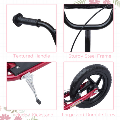 Red Push Scooter for Kids Stunt Bike with 12"