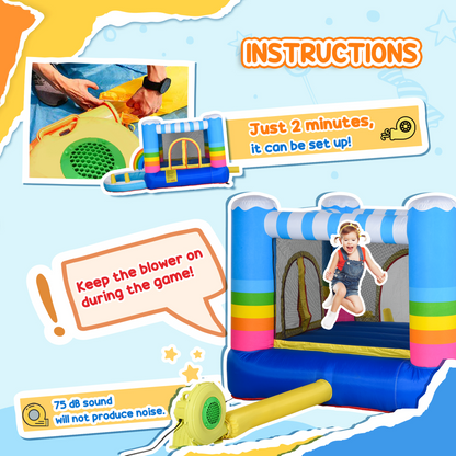 Rainbow Adventure Kids Bouncy Castle & Pool Trampoline
