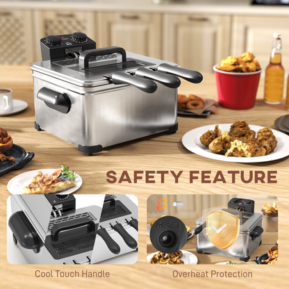 Powerful 5L Deep Fryer with Removable Basket & Viewing Window