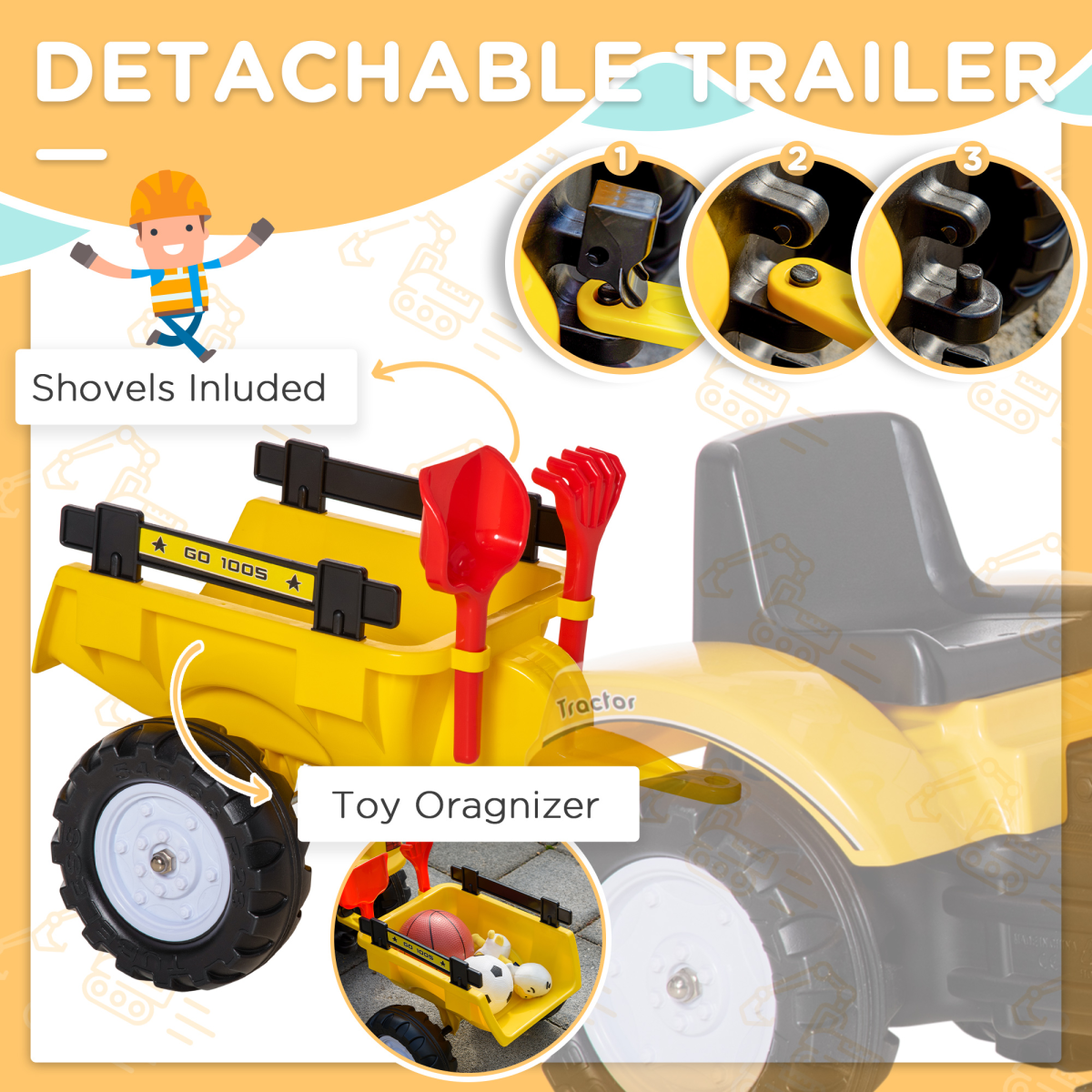 Kids Ride-On Pedal Digger Truck