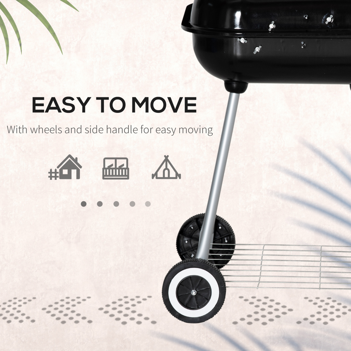 Portable BBQ Charcoal Smoker Grill with Wheels