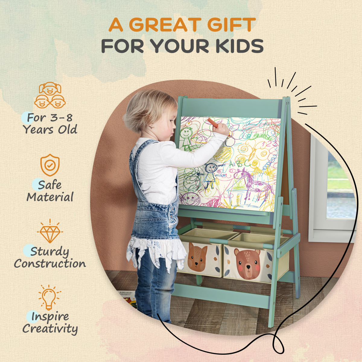 AIYAPLAY Kids 3-in-1 Art Easel