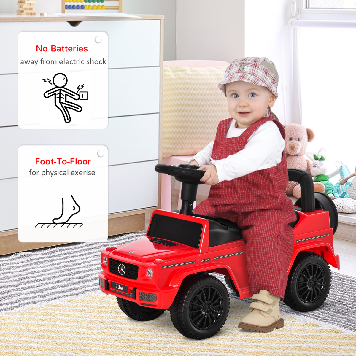 Benz G350 Kids Ride-On Sliding Car with Storage