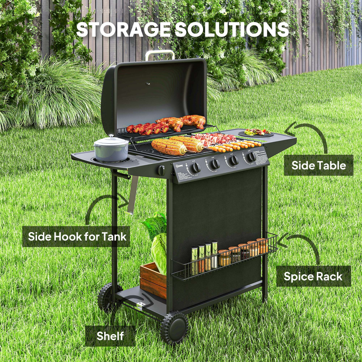 5-Burner Portable Gas BBQ Grill