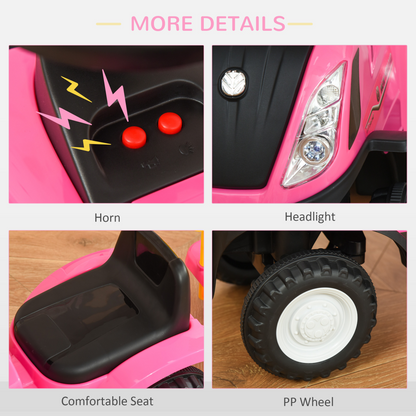 Charming Pink Sliding Car with Horn for Toddlers 12-36 Months