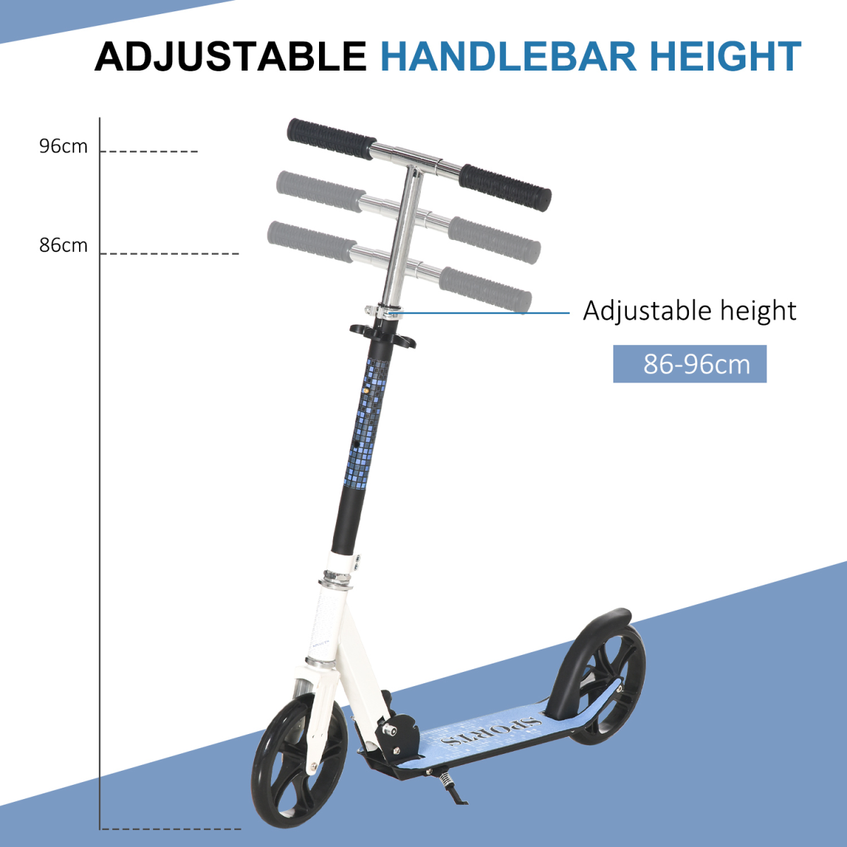 Kick Scooter Commuter Adjustable Height Wheels Foldable Aluminium White