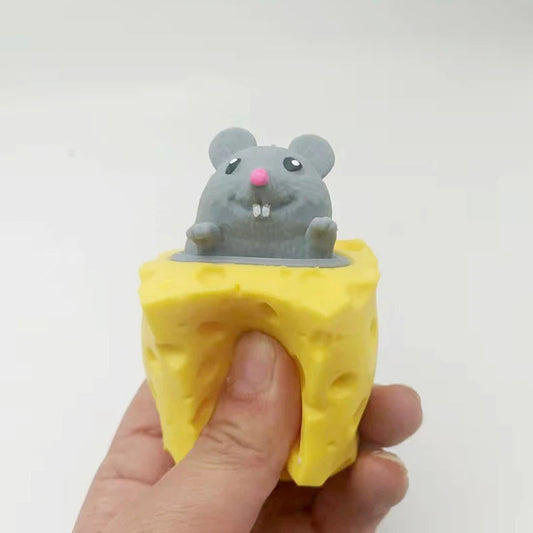Stress-Relieving Cheese Mouse Fidget Toy & Squirrel Cup Prank Stress Ball for Fun and Relaxation