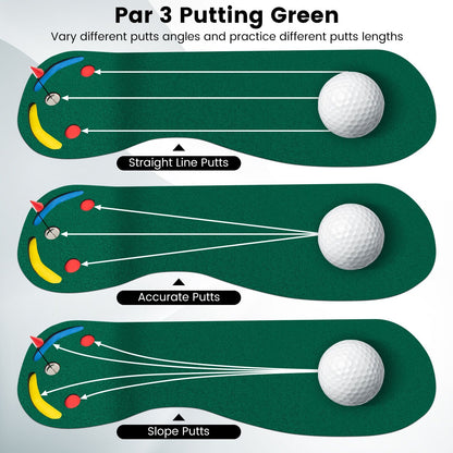 Golf Putting Green Set with 3 Putting Cups 1 Flag and Golf Hole Covers