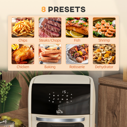 12L Air Fryer Oven with 8 Preset Modes Rapid Air Circulation 1800W White