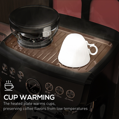 Professional Espresso Machine: Integrated Grinder & Steam Wand - 15 Bar Power