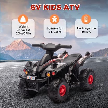 AIYAPLAY 6V Kids Electric Quad Bike with Music for Ages 2-6