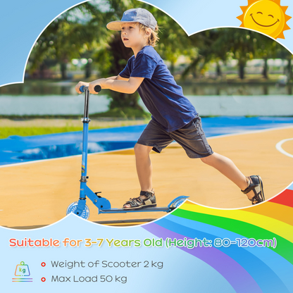 Scooter for Kids Aged 3-7 Years with Lights, Music, Adjustable Height - Blue