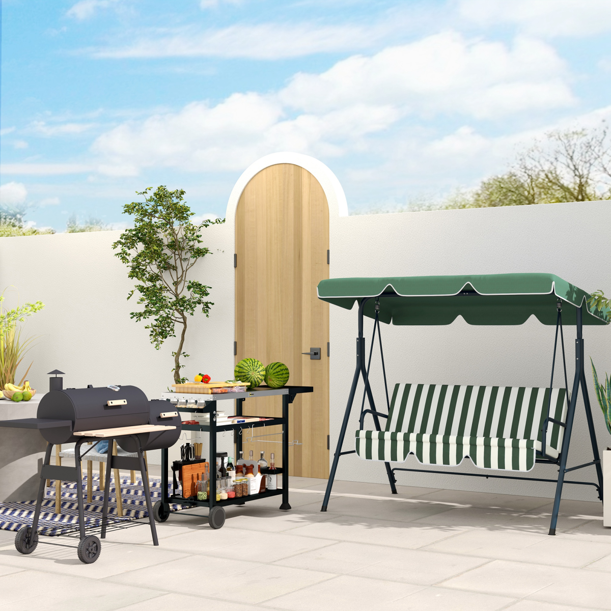 Portable Charcoal BBQ Grill & Offset Smoker