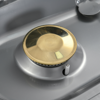 Portable 2-Burner Gas BBQ Grill with Foldable Trolley & Side Storage