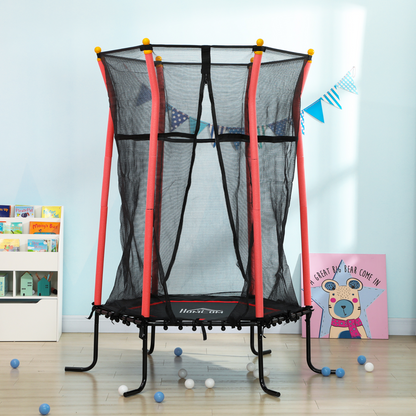 5.4ft Kids Trampoline with Enclosure - Indoor/Outdoor, Red, Ages 3-10