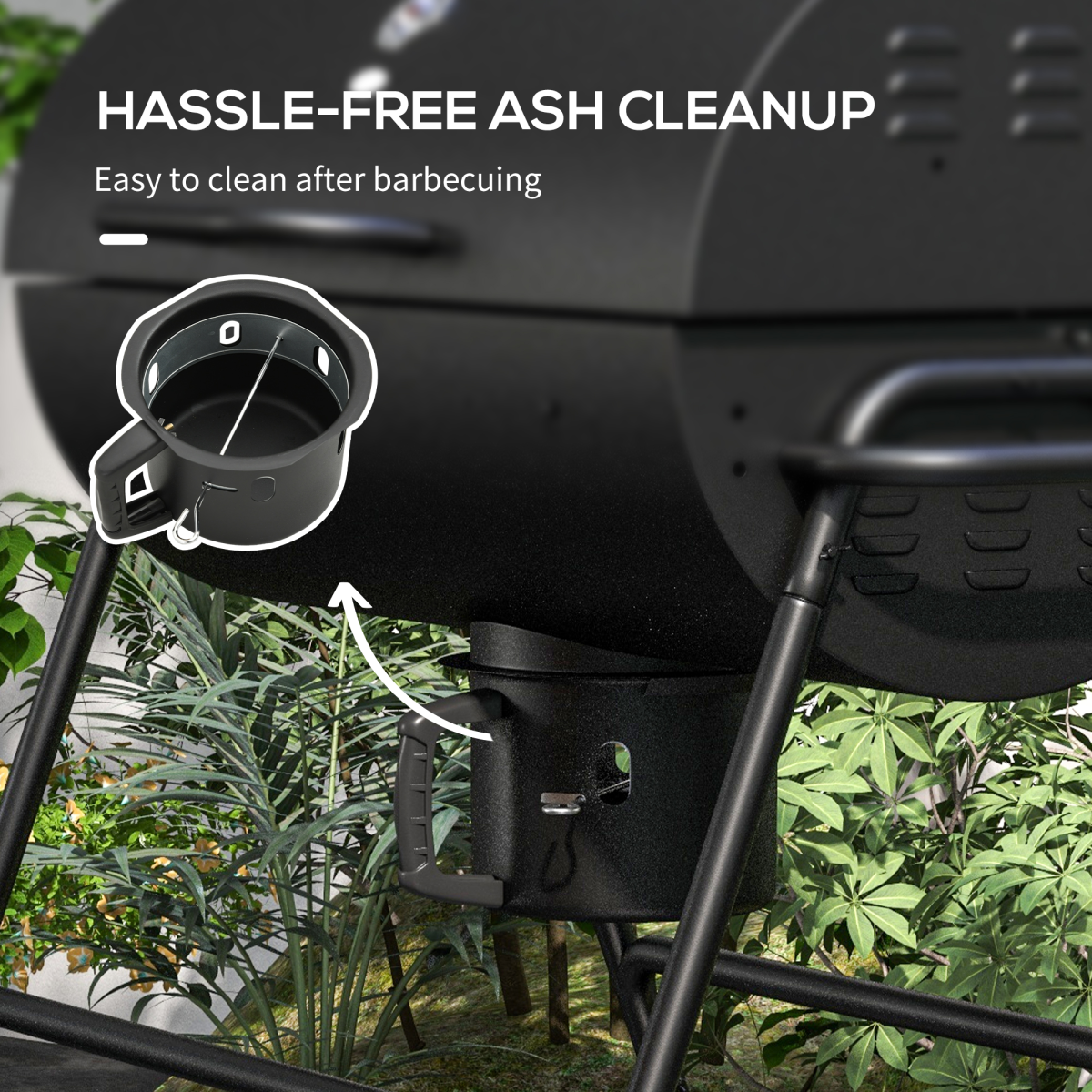 Portable Barrel BBQ Grill with Ash Catcher & Thermometer