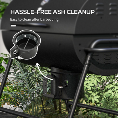 Portable Barrel BBQ Grill with Ash Catcher & Thermometer