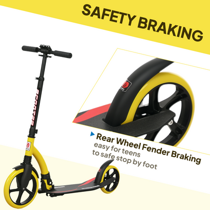 Lightweight Foldable Kick Scooter for Teens & Adults - Smooth Ride in Yellow