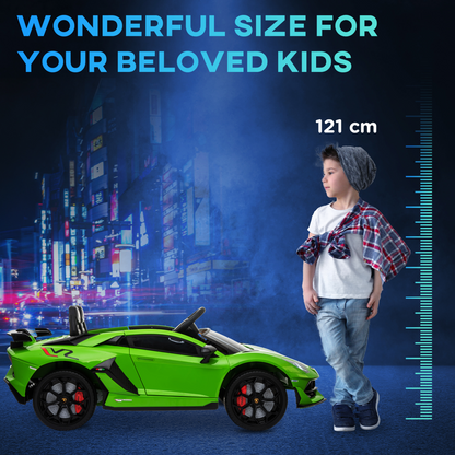 Lamborghini SVJ 12V Ride-On Car w/ Lights Music Remote 3-8 Yrs Green