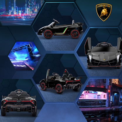 Lamborghini Veneno Kids' Electric Ride-On Car with Remote - Black