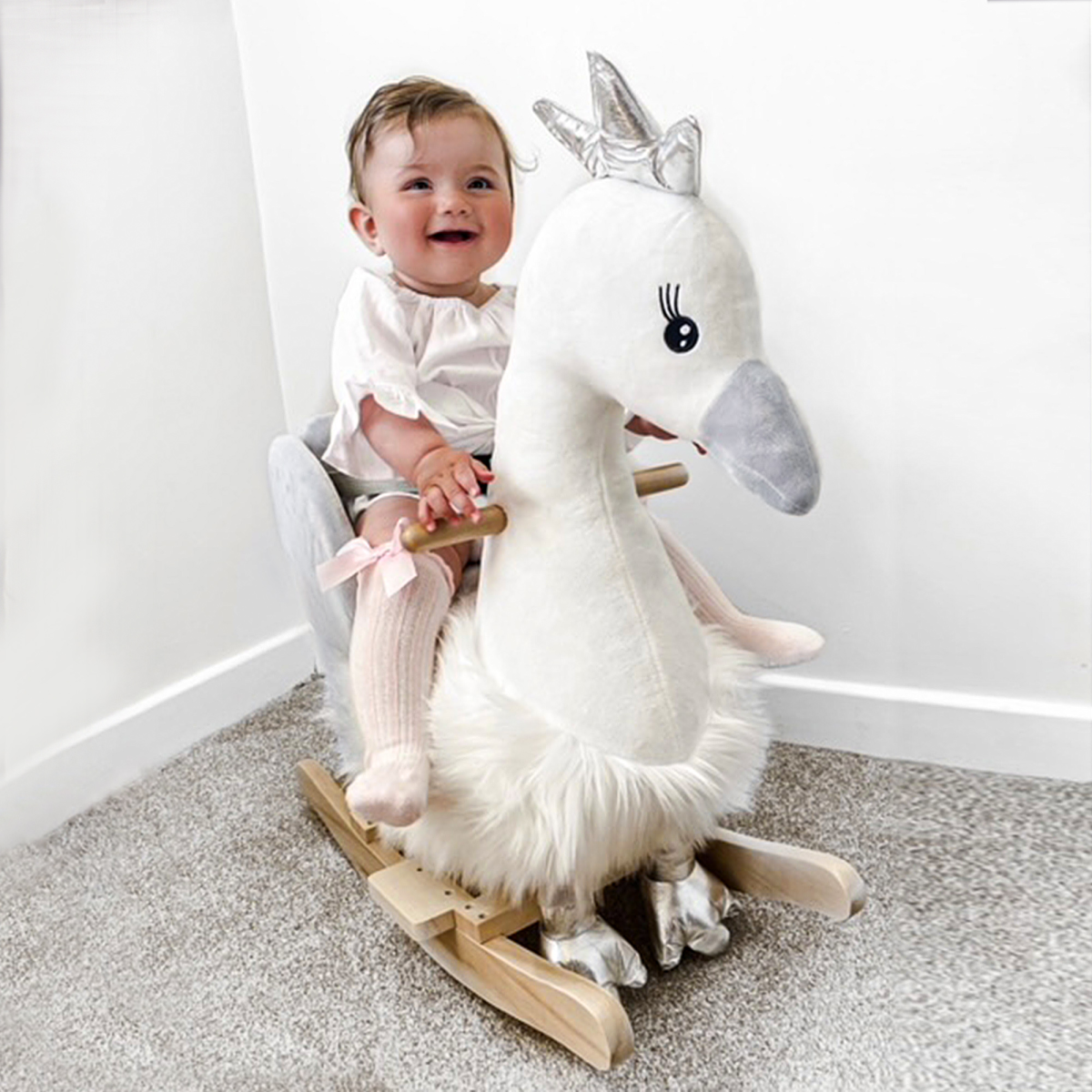 Enchanting Kids Ride-On Rocking Swan with Sound