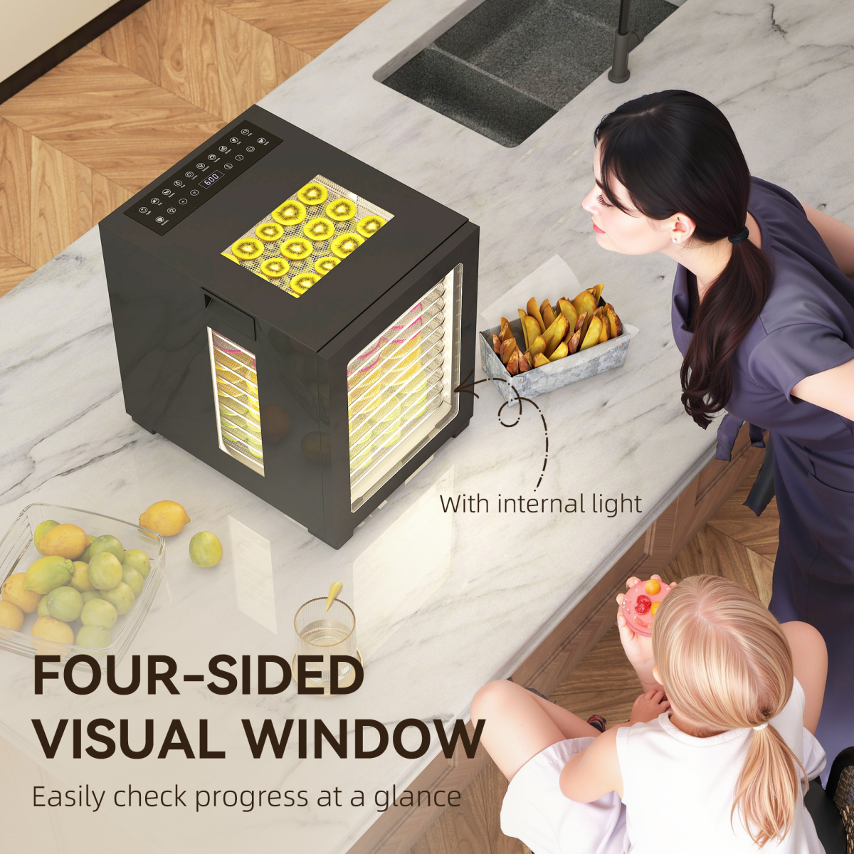 12-Tray Food Dehydrator - Powerful, Customizable 850W Snack Maker