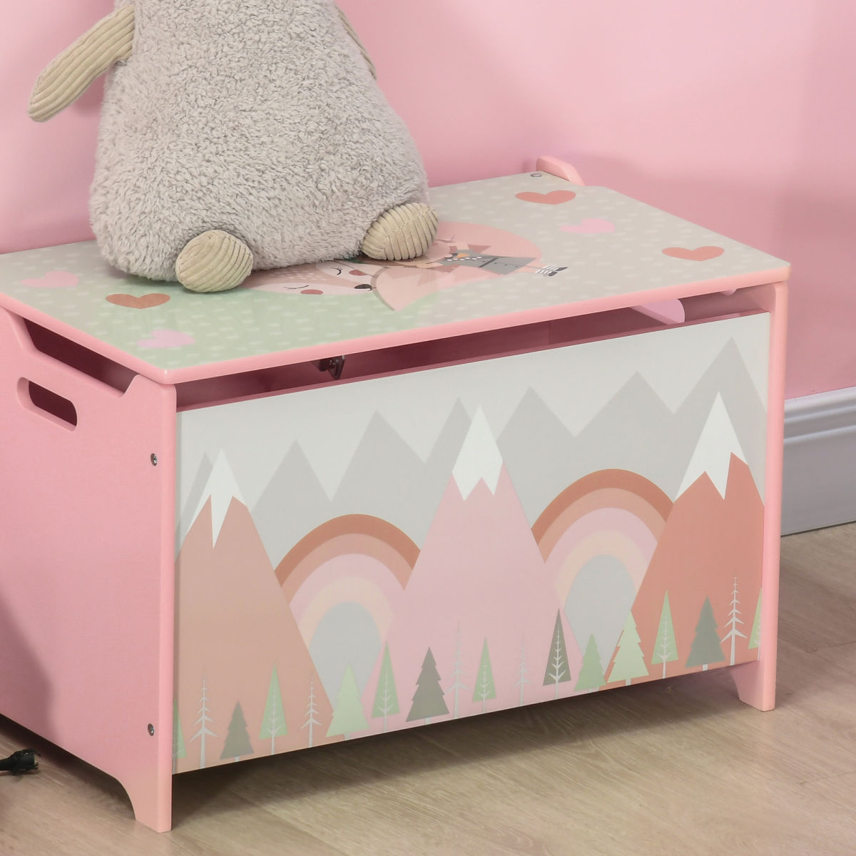 ZONEKIZ Pink Toy Box Stylish Storage Chest for Kids Toys & Games