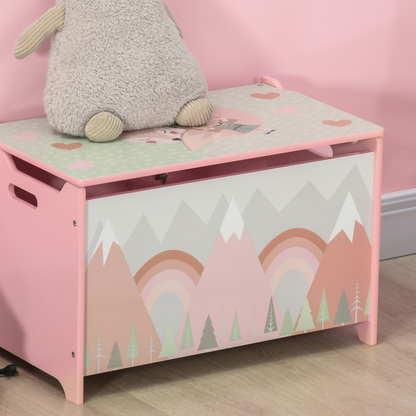 ZONEKIZ Pink Toy Box Stylish Storage Chest for Kids Toys & Games