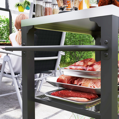 Stainless Steel 3-Shelf Outdoor Grill Cart