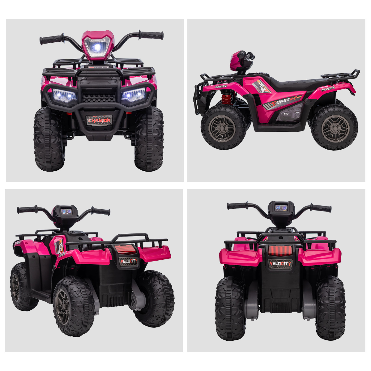 Vibrant Pink 12V Kids Electric Quad Bike w/ LED Lights & Music