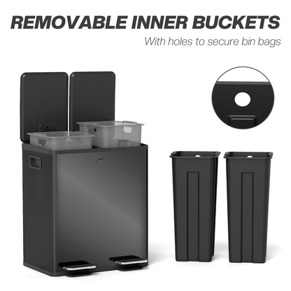 Dual 20L Kitchen Pedal Bin - Smart Recycling & Waste Solution!