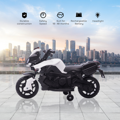 White 6V Electric Kids Motorcycle Ride-On Toy