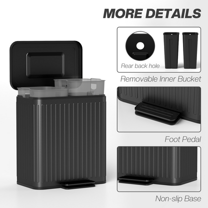 40L Dual Pedal Bin with Soft-Close Lid - Efficient Waste Management