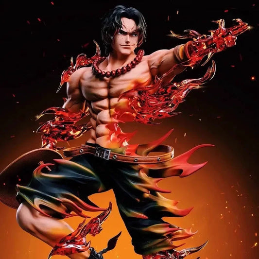 One Piece Floor Flower Flame Ace Fingertip Smile Gk Statue Model Ornament Gift
