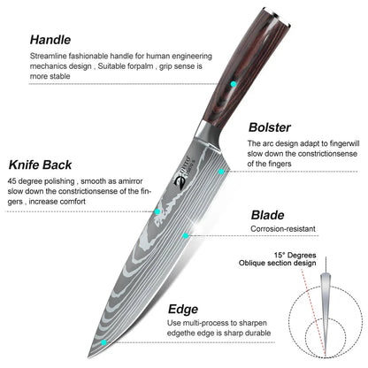 8-Piece Damascus Steel Chef Knife Set