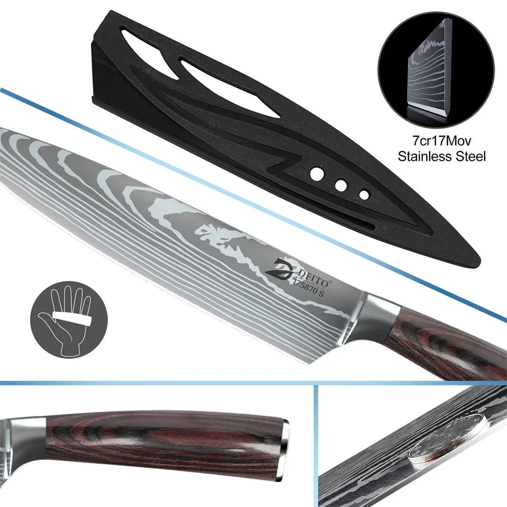 8-Piece Damascus Steel Chef Knife Set