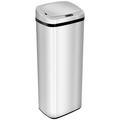 50L Motion Sensor Trash Bin - ABS, Silver/Black, Touchless Lid