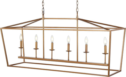 Modern Farmhouse Rectangular Kitchen Island Iron Pendant Chandelier - 2 Colours