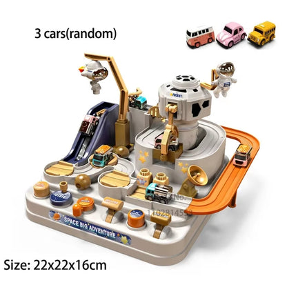 Ultimate Racing Rail Car Adventure Set - Interactive Educational Toy for Kids with Trains, Animals, and Space Rockets!