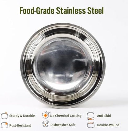 85 Oz - Large Double Walled Stainless Steel Bowl Non-Slip
