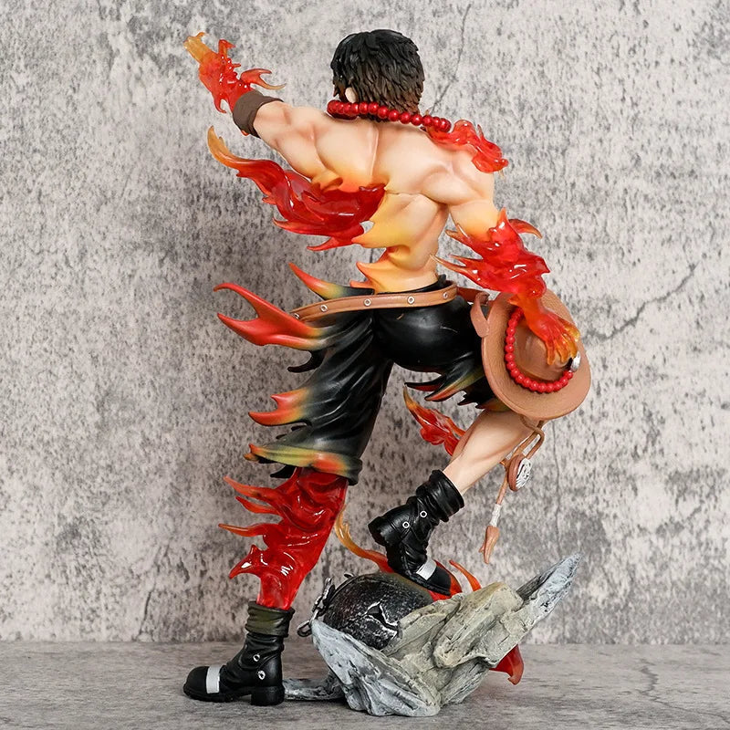 One Piece Floor Flower Flame Ace Fingertip Smile Gk Statue Model Ornament Gift